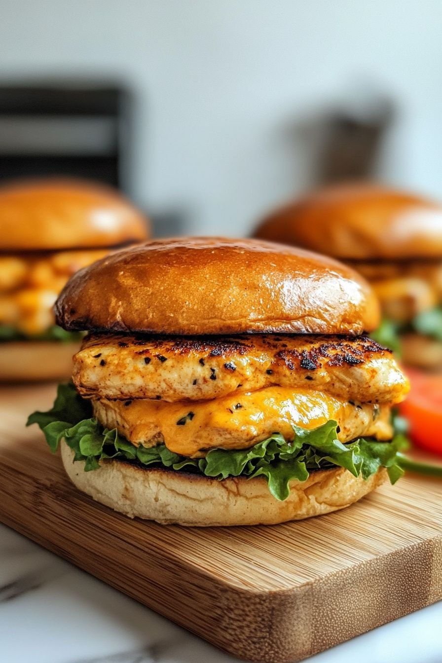 Chicken Grilled Burger With Buffalo Creamy Sauce